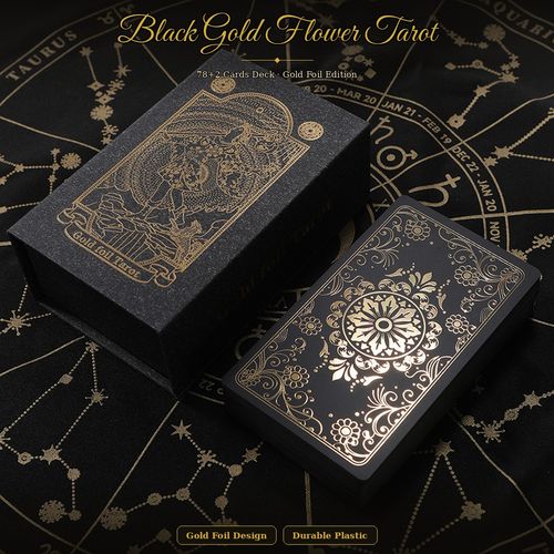 Black Gold Flower Multi-Use Tarot Deck