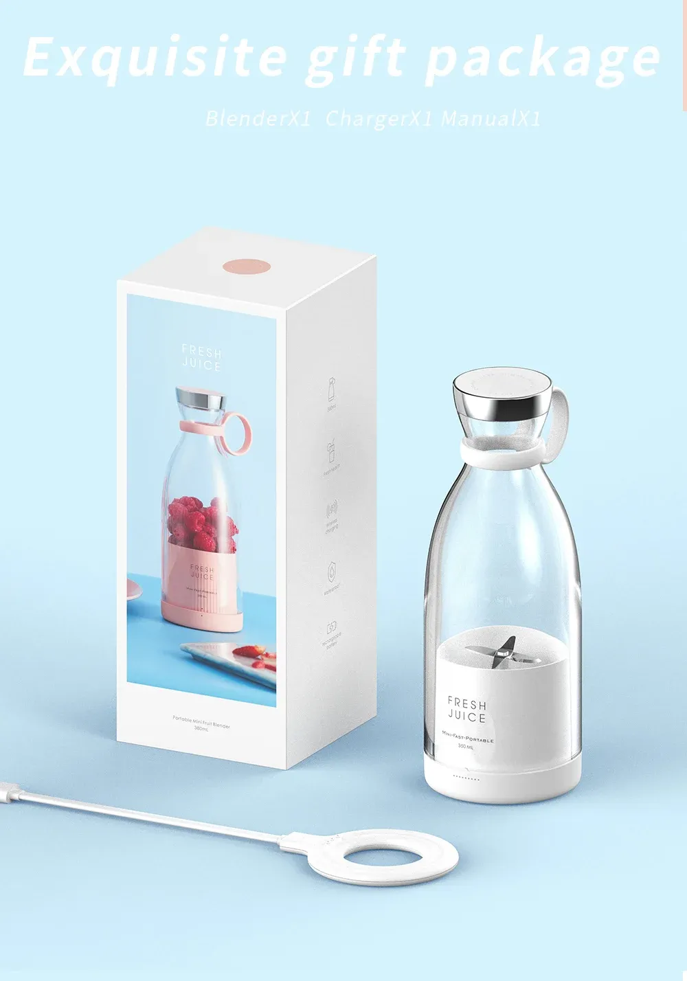 Private Label Portable Blender Usb Mixer Electric Travel Juicer Machine Licuadora Portatil Smoothie Blender