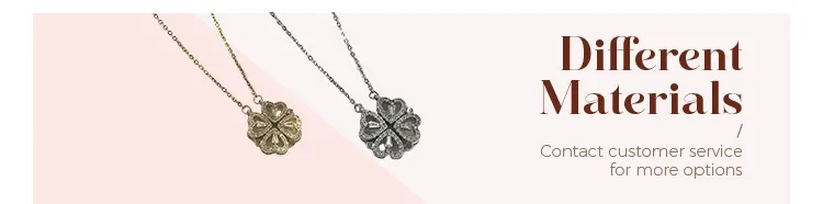 Magnetic Heart Shaped Four Leaf Clover Pendant Necklace