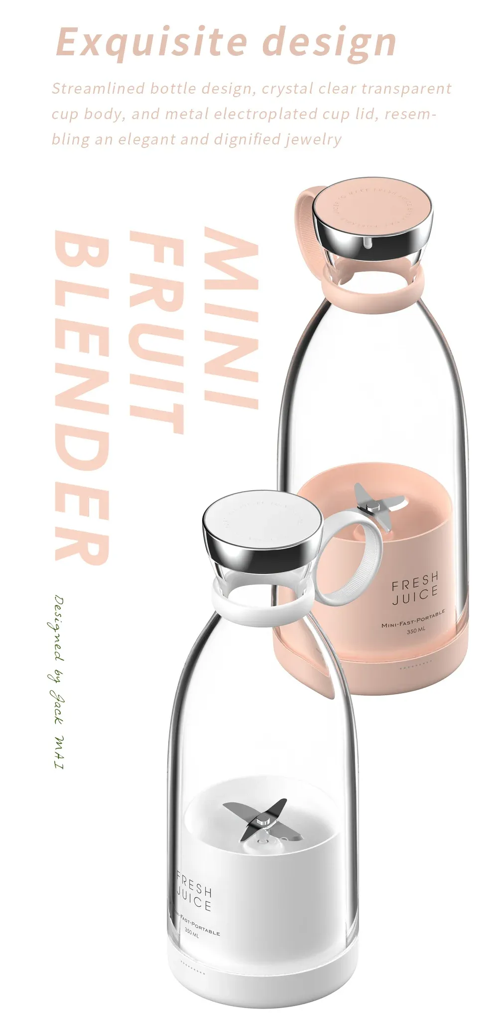 Private Label Portable Blender Usb Mixer Electric Travel Juicer Machine Licuadora Portatil Smoothie Blender