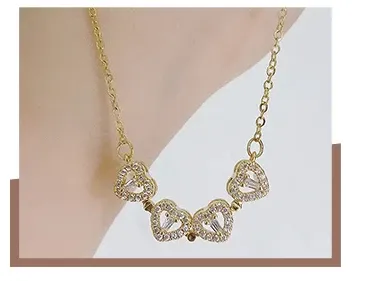 Magnetic Heart Shaped Four Leaf Clover Pendant Necklace