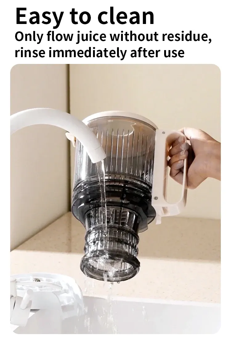 Slow Juicer with No-Mesh Filter - 50 RPM, 65dB & Easy Disassembly