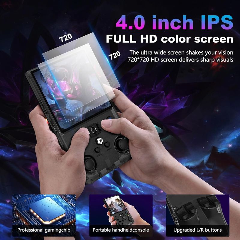 R36MAX Retro Handheld Game Console, 4.0 Inch 720x720 IPS Screen