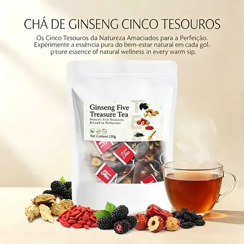 Fórmula de chá renal Chá Five Treasure Chá combinado perfumado Chá Five Treasure RedDate Wolfberry Tea Chá Saudável Masculino Chá Saudável Fórmula Herbal Mulberry Chá Saudável