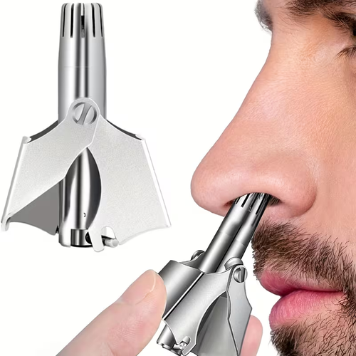 3-piece unisex manual nose hair trimmer, stainless steel design, suitable for nose hair, ear hair and beard, comes with brush