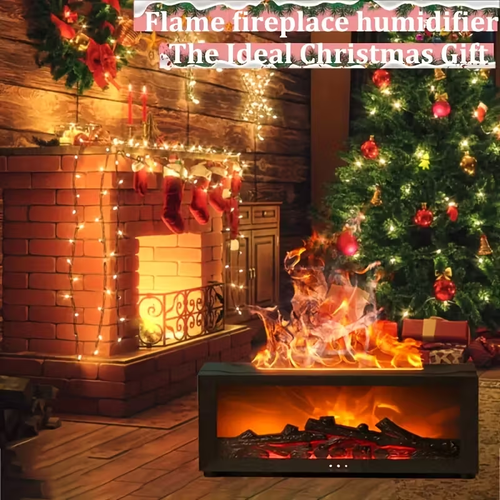 Flame fireplace aromatherapy machine 7 colored lights that move with the music + powerful atomization Type-C plug-in bedroom living room office atmosphere decoration Halloween Christmas holiday gift