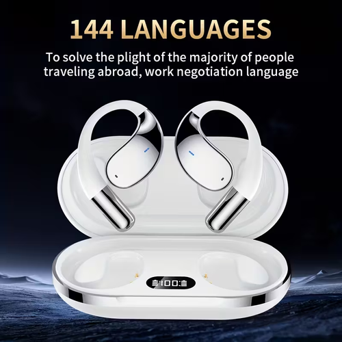 Ai Translation Headset, Bone Conducting Wireless Headset, Realtime Translation in 144 Languages, 6 Mics Intelligent Noise Cancellation, Real-Time Translation of Meeting Notes, Touch Control, Deep Bass Headphones