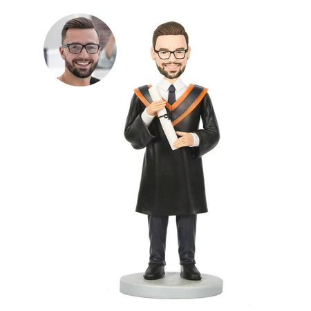 Custom Graduate Bobblehead with Scroll | Personalized Graduation Doll