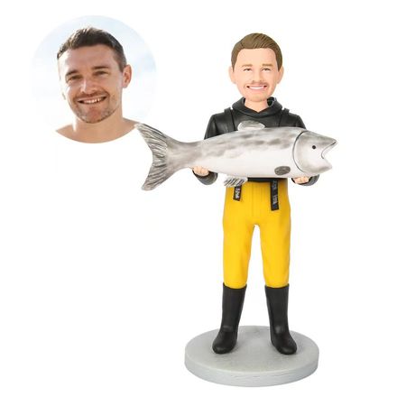 Custom Fisherman Bobblehead | Personalized Angler Retirement Gift