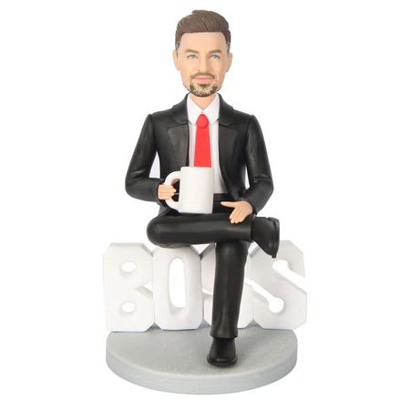 Custom Boss Bobblehead with Coffee Cup | Office Desk Gift