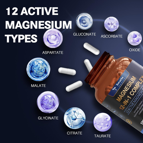 12-in-1 Magnesium Glycinate Complex - 700mg Ultra-Absorbable for Muscle Recovery & Heart Health, Vegan Capsules (120 servings)🌱⏳