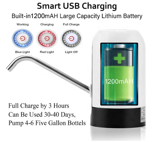 Electric bucket water pump USB rechargeable auto stop  Installs in seconds, perfect for hassle free water dispensing from barrels