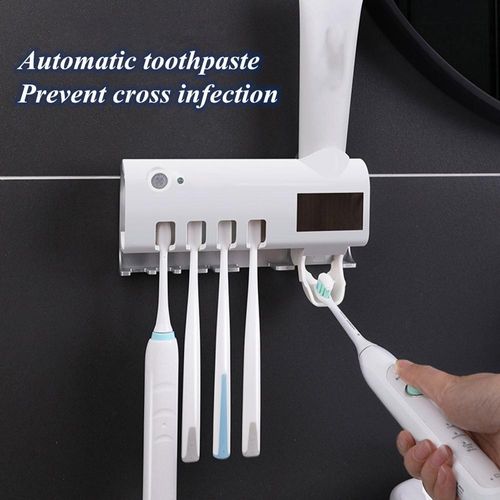 Smart solar toothbrush sanitizerSolar charged  UV disinfection  Auto shutoff  compatible with electric manual brushes Keeps brushes clean effortlessly