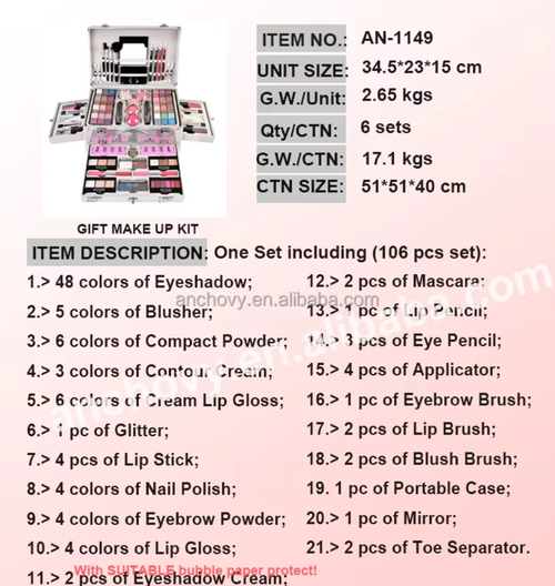 This exquisite cosmetic set is packed with diverse products foundations blushes  lipsticks   more All in a sleek box perfect for daily use or gifting