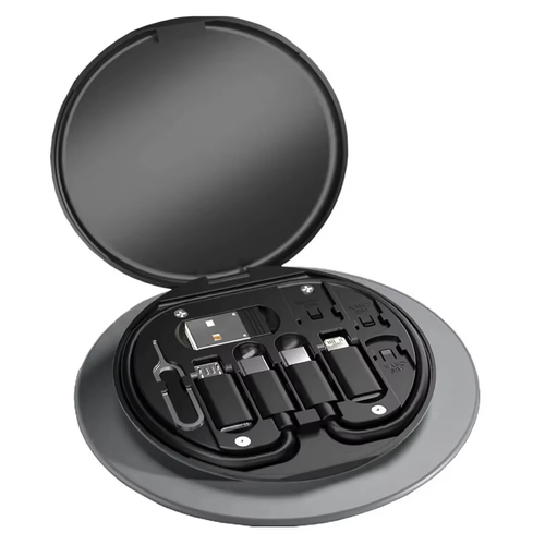 60W PD Fast Charge 5-in-1 Set: Multi-functional cable organizer box, phone stand included, keeps cables tidy for phones.