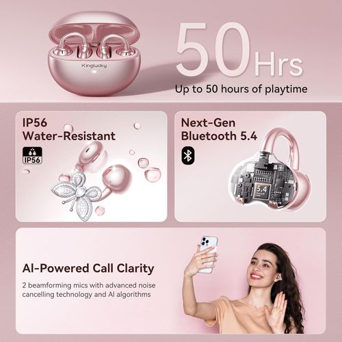 .Cute bowknot Bluetooth clip on earphones  wireless  easy to clip on Clear sound for music calls stylish for everyday wear