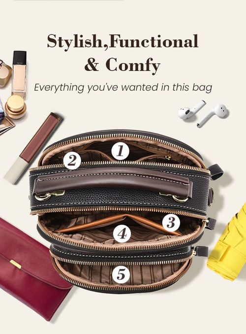 🛫Classic Multifunctional Compartments Adjustable Wide Shoulder Strap Leather Crossbody Bag