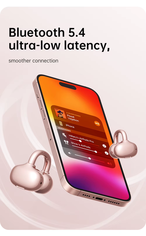 .Cute bowknot Bluetooth clip on earphones  wireless  easy to clip on Clear sound for music calls stylish for everyday wear