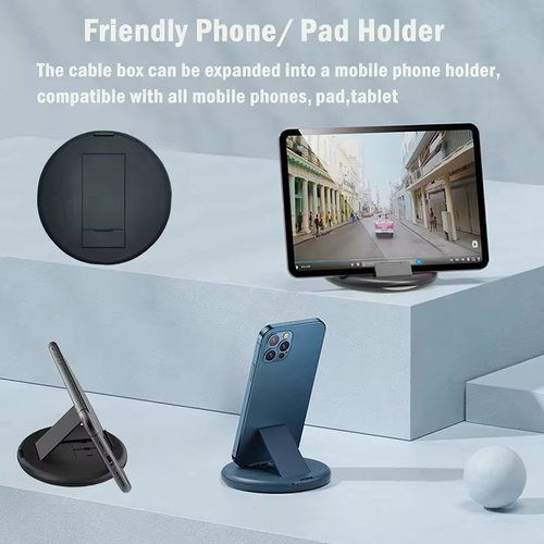 60W PD Fast Charge 5-in-1 Set: Multi-functional cable organizer box, phone stand included, keeps cables tidy for phones.