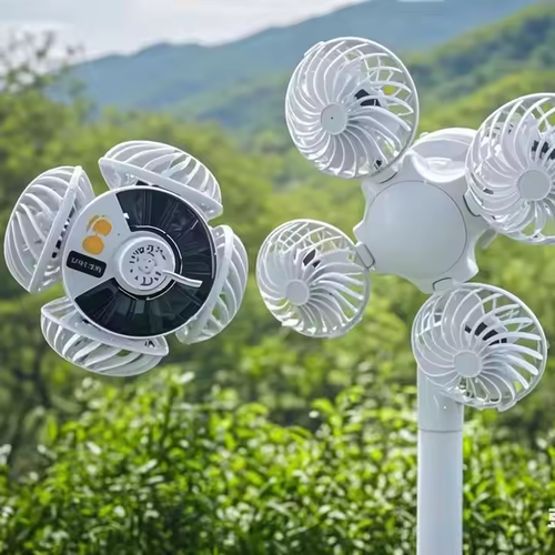 2 in 1 Hanging Fan with LED Lantern Solar Power Soccer Fan Remote Control Universal Dimming Fan for Camping Hiking Picnic Travel