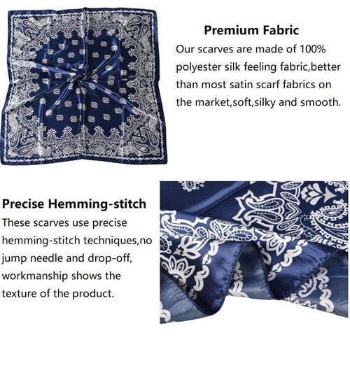 Wholesale Customized 35 Inch Women's Lightweight Square Satin Headband Vintage Paisley Silk Beach Sleeping Headband