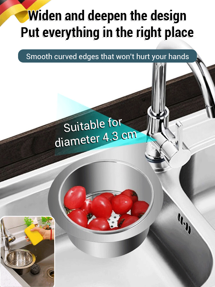 JS-Swan stainless steel drain basket for kitchen sink