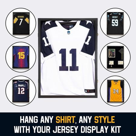 Large Wooden Jersey Display Frame Case Lockable Sport Jersey Shadow Box with 98% UV Protection Acrylic