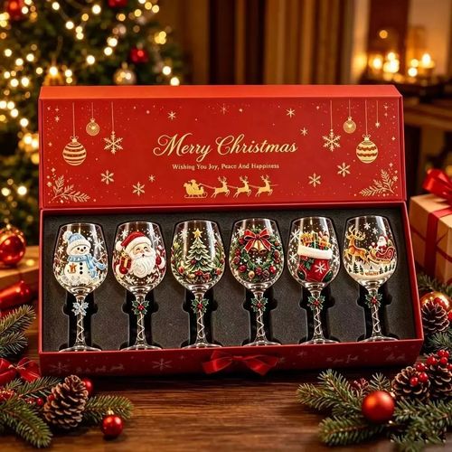 Christmas Glass Art Goblet Gift Set