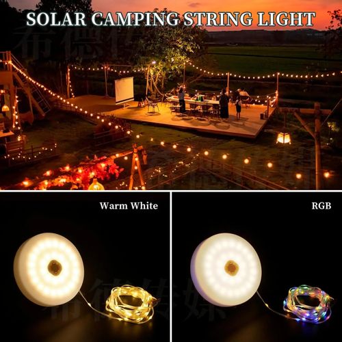 72.1FT(22M) 220LEDs Remote Control Solar Retractable Camping String Lights