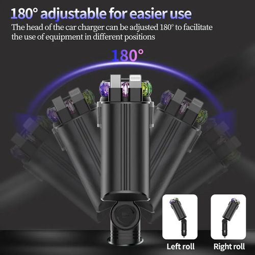 5-in-1 Retractable Car Charger with Starry Sky and Aromatherapy Features