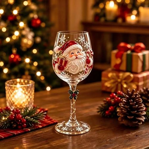 Christmas Glass Art Goblet Gift Set