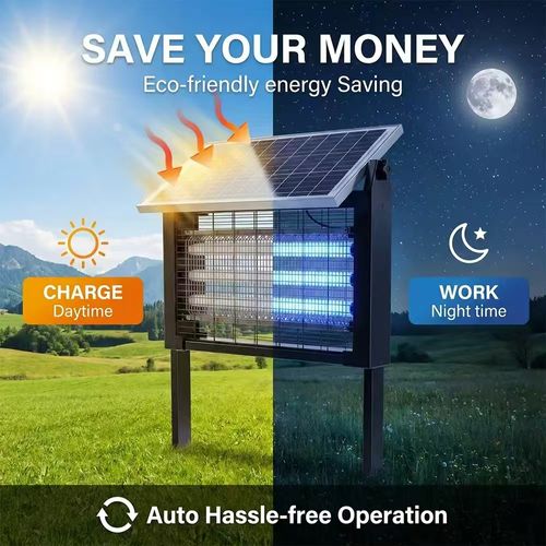 High Voltage Solar Mosquito Killer Lamp with 3 UV Tubes