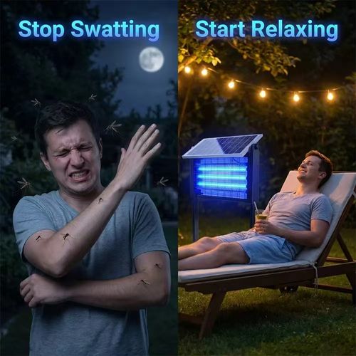High Voltage Solar Mosquito Killer Lamp with 3 UV Tubes