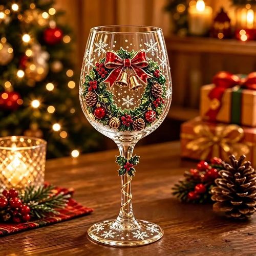 Christmas Glass Art Goblet Gift Set