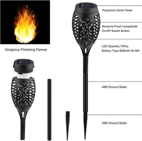 Set of 8 solar-powered torch lights