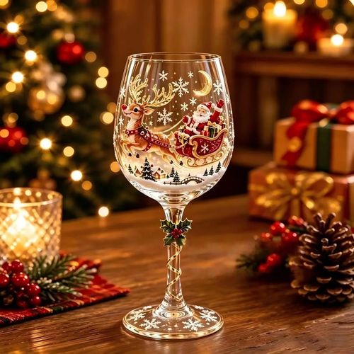 Christmas Glass Art Goblet Gift Set