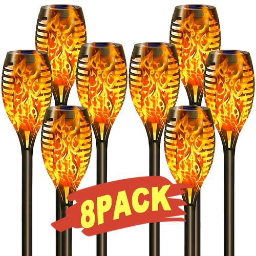 Set of 8 solar-powered torch lights