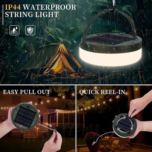 72.1FT(22M) 220LEDs Remote Control Solar Retractable Camping String Lights