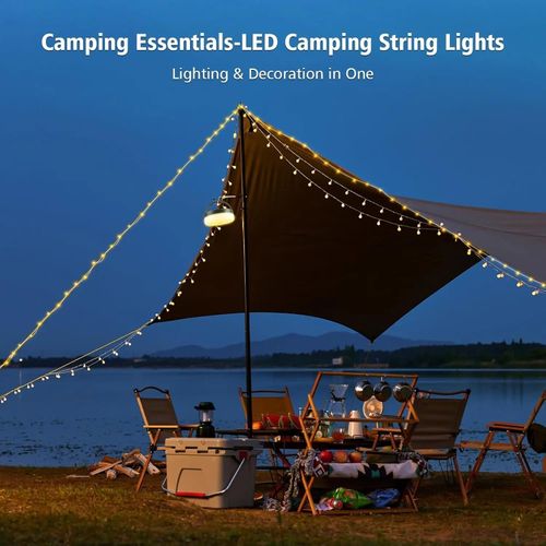 72.1FT(22M) 220LEDs Remote Control Solar Retractable Camping String Lights