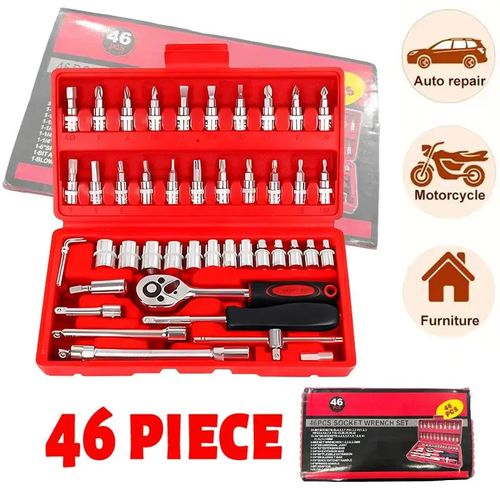 46-piece multi-purpose socket wrench tool set