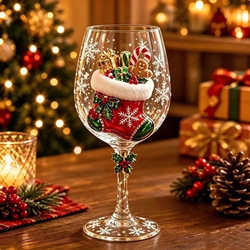 Christmas Glass Art Goblet Gift Set