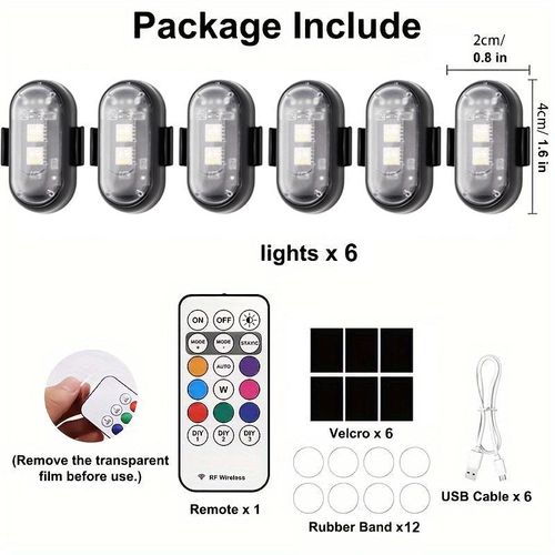 8PCS Wireless LED Strobe Light With