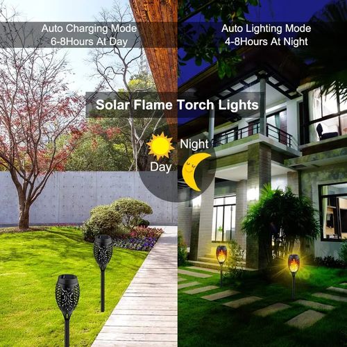 Set of 8 solar-powered torch lights