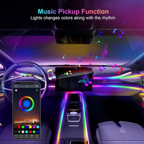 RGB 7-Color Ambient Lighting Strip for Car Interiors