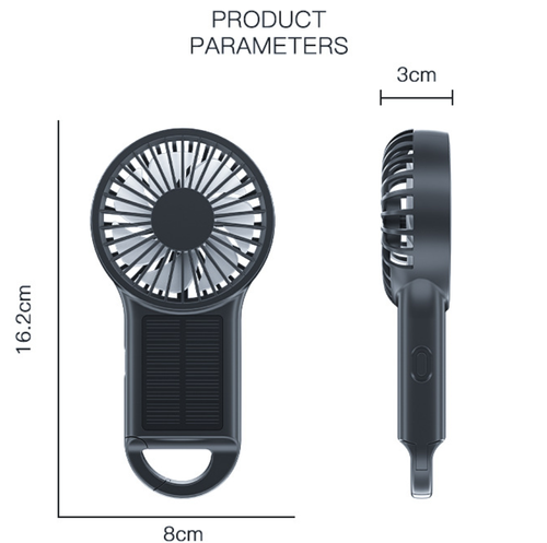 Handheld High Speed Mini Solar Fan, Large Capacity Battery, Outdoor Portable