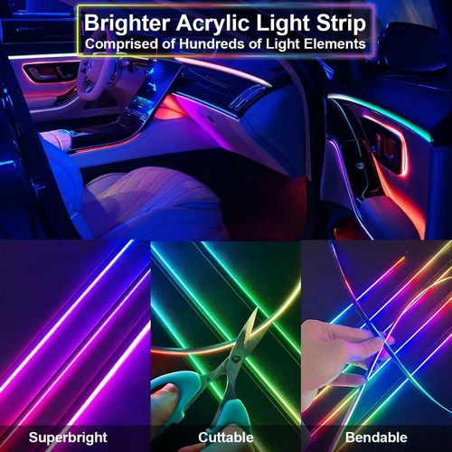 RGB 7-Color Ambient Lighting Strip for Car Interiors