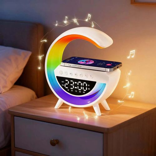 7-Color Multifunctional Wireless Charging Desk Lamp with Speaker