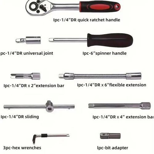 46-piece multi-purpose socket wrench tool set