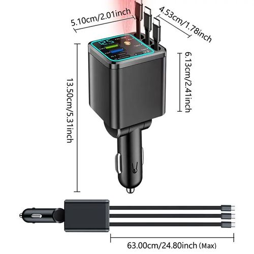 7-in-1 Retractable Car Charger Car Starlight Projection