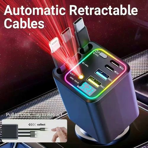 7-in-1 Retractable Car Charger Car Starlight Projection